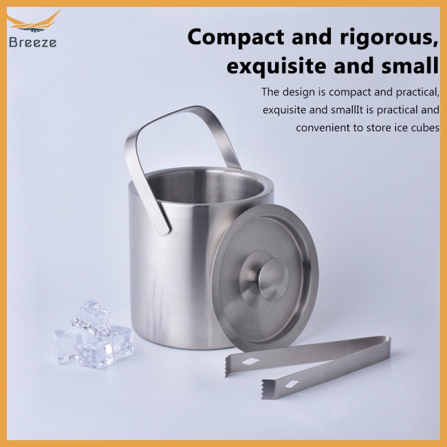 Xô Làm Đá Bằng Thép Không Gỉ Hai Lớp Cách Nhiệt 1.3l Dùng Cho Quán Bar / Nhà Ở