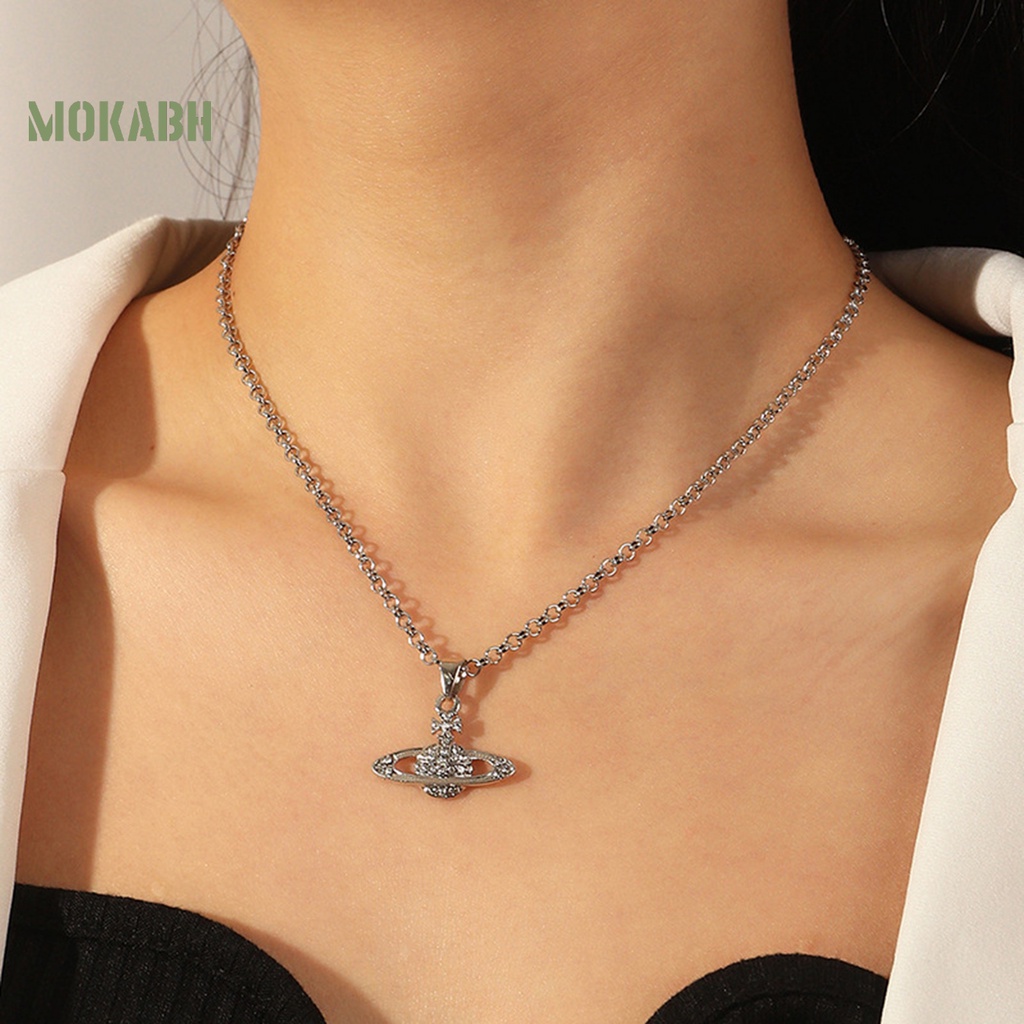 [Mok Abh] Vòng cổ Mặt Hình Hành Tinh Đính Kim Cương Giả Ngắn Chống Oxy Hóa Có Thể Điều Chỉnh Trang Phục Nữ