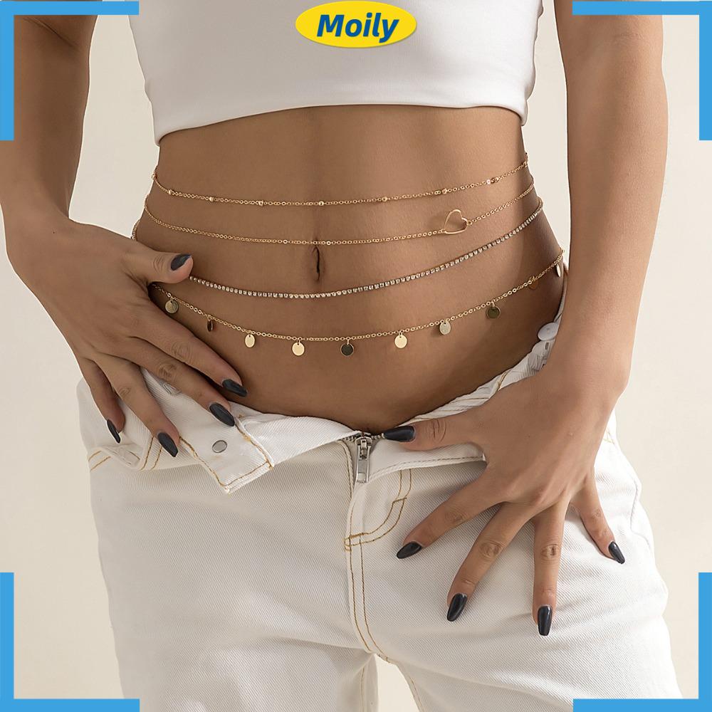 MOILYVN Thắt Lưng Dây Xích Kim Loại Nhiều Lớp Thanh Lịch Hợp Thời Trang