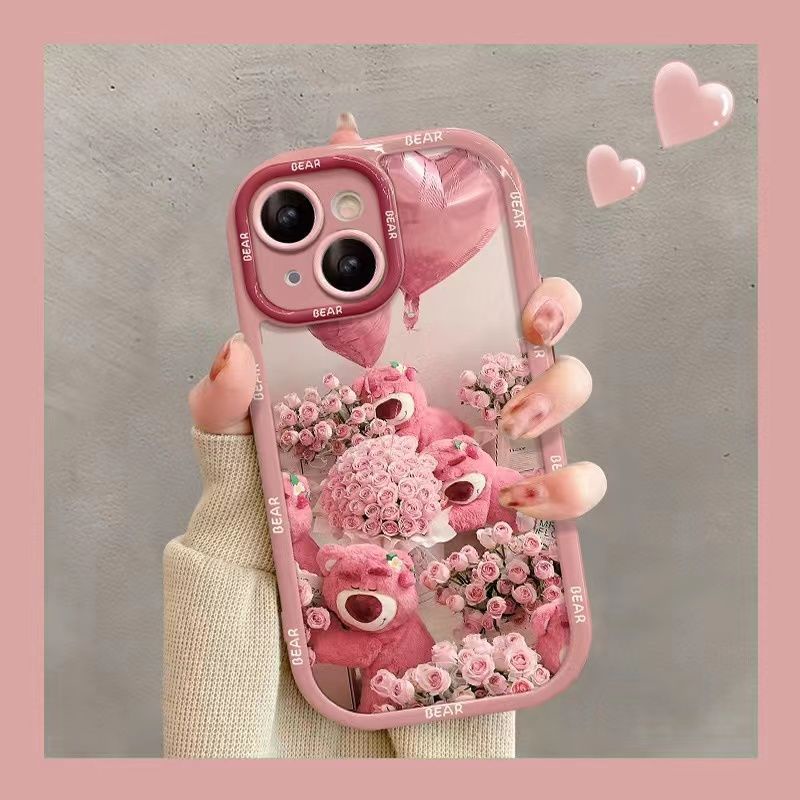 Ốp Điện Thoại In Hình Gấu Và Dâu Tây Cho iPhone 14 / 13pro / 12pro 14 13 12 11 X