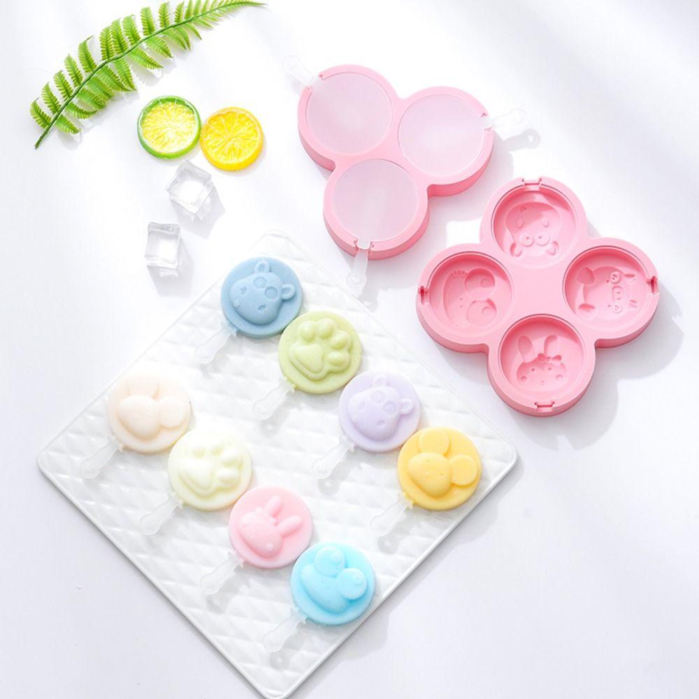JANE 2 Khuôn Làm Kem Que 4 Ngăn Và 3 Ngăn Bằng Silicone