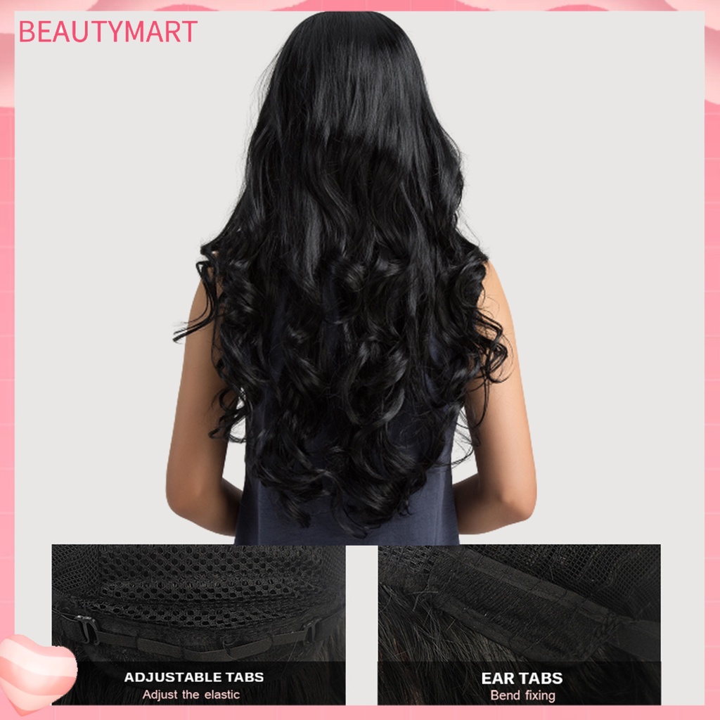 Bộ Tóc Giả Dài Mềm Mại Thoáng Khí Màu Đen Dùng Hóa Trang Gợn Sóng Dành Cho Nữ