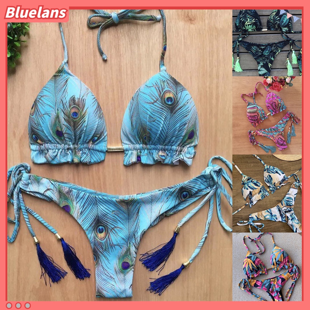 Bộ Đồ Bơi Bikini Hai Mảnh Họa Tiết Hoa Có Đệm Nâng Ngực Cho Nữ