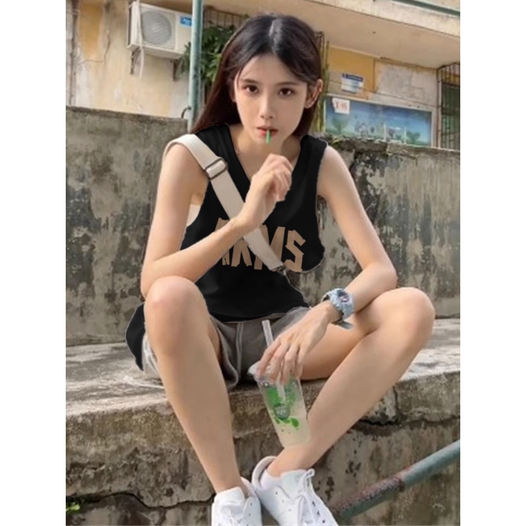 NRVP Áo Thun Nữ Không Tay 100% Cotton Thời Trang Hàn Quốc