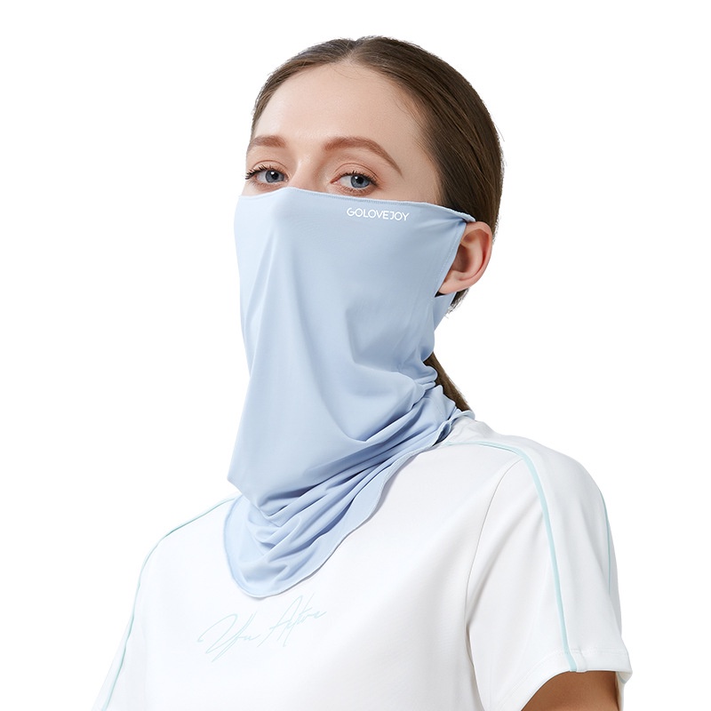 Khẩu Trang Chống Nắng Bằng Lụa Lạnh Thoáng Khí Bảo Vệ Tai Và Cổ