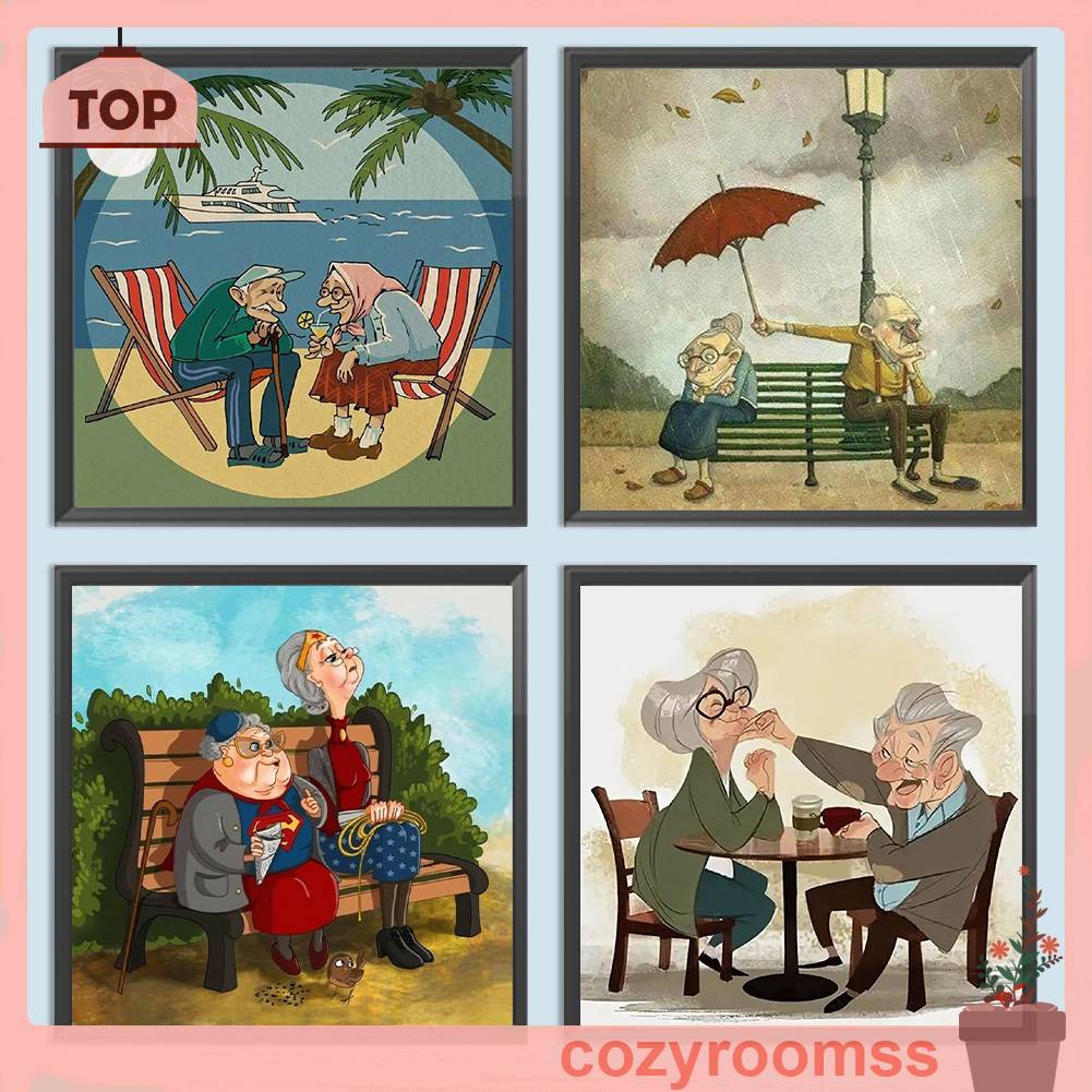 Tranh Đính Đá Kim Cương Toàn Bộ 5D DIY Hình Cặp Đôi Lãng Mạn Trang Trí Nhà Cửa