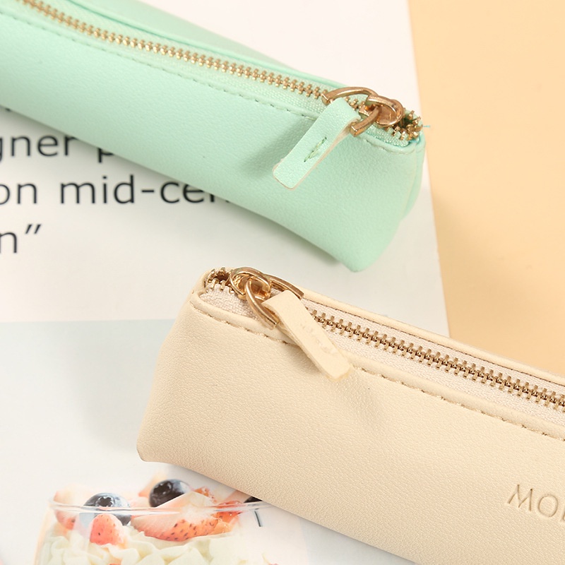 1 Túi Đựng Bút Bằng Da PU Màu Kẹo Ngọt