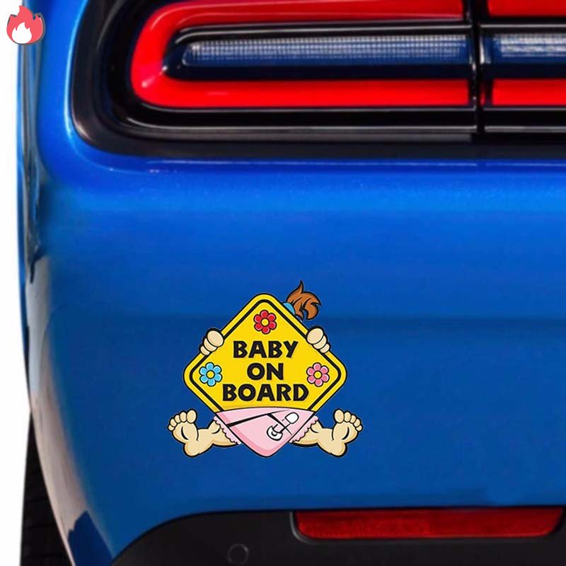 Miếng Dán Cảnh Báo Baby on Board Tự Dính In Chữ Baby on Board Trang Trí Xe Hơi