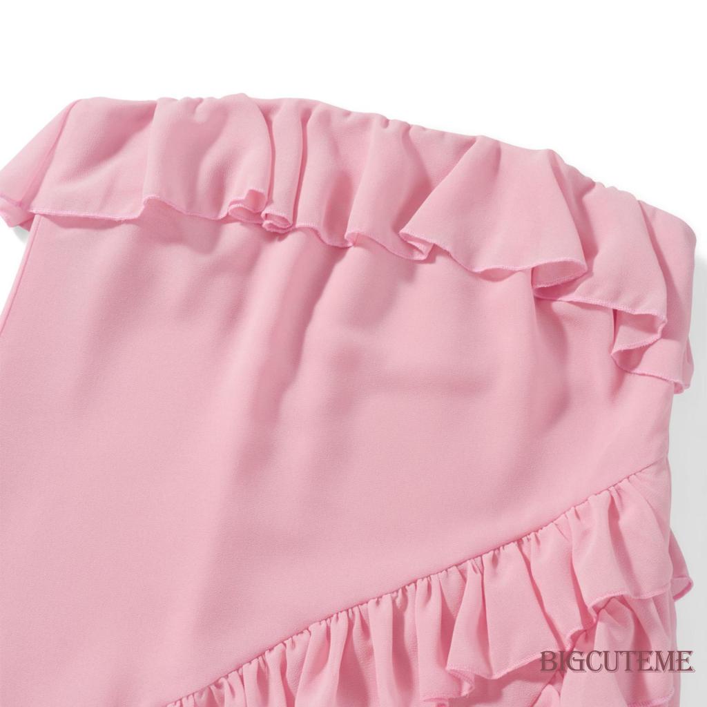 Đầm Ống Nhún Bèo Màu Sắc Đơn Giản Cho Nữ