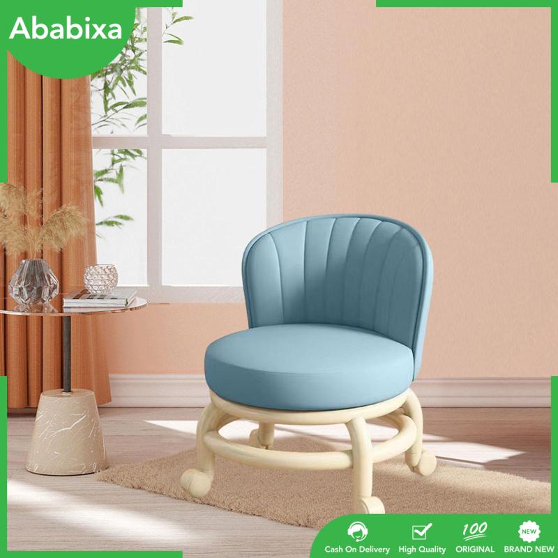 [Ababixa] Ghế Tựa Lưng Thấp Có Đệm Ngồi Lăn Cao Thấp Xoay 360 Độ Có Thể Di Chuyển Mini Cho Gara Tiệm Cắt Tóc