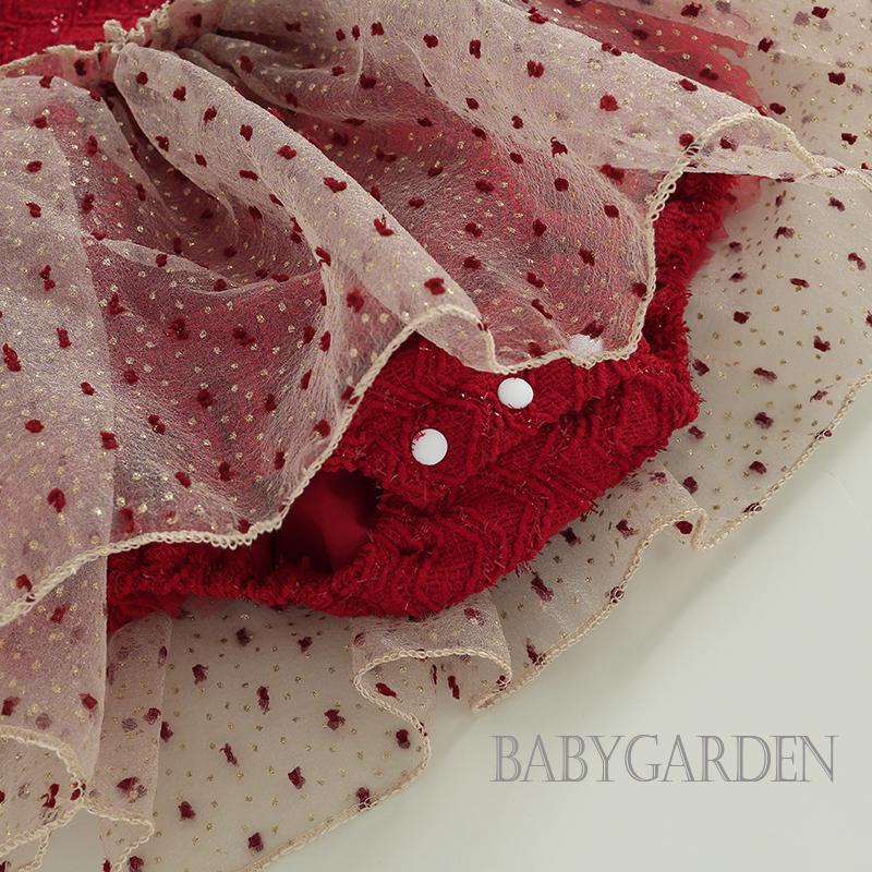 Bộ Áo Liền Quần Không Tay Phối Vải Lưới Họa Tiết Hoa Dành Cho Bé Gái 0-24 Tháng Tuổi