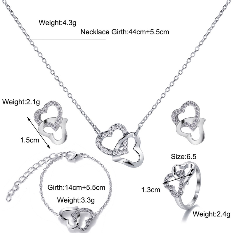 Ygt Bộ Trang Sức Vòng cổ / Nhẫn / Vòng Tay Mạ Bạc Đính Đá Zircon Tinh Tế Cho Nữ