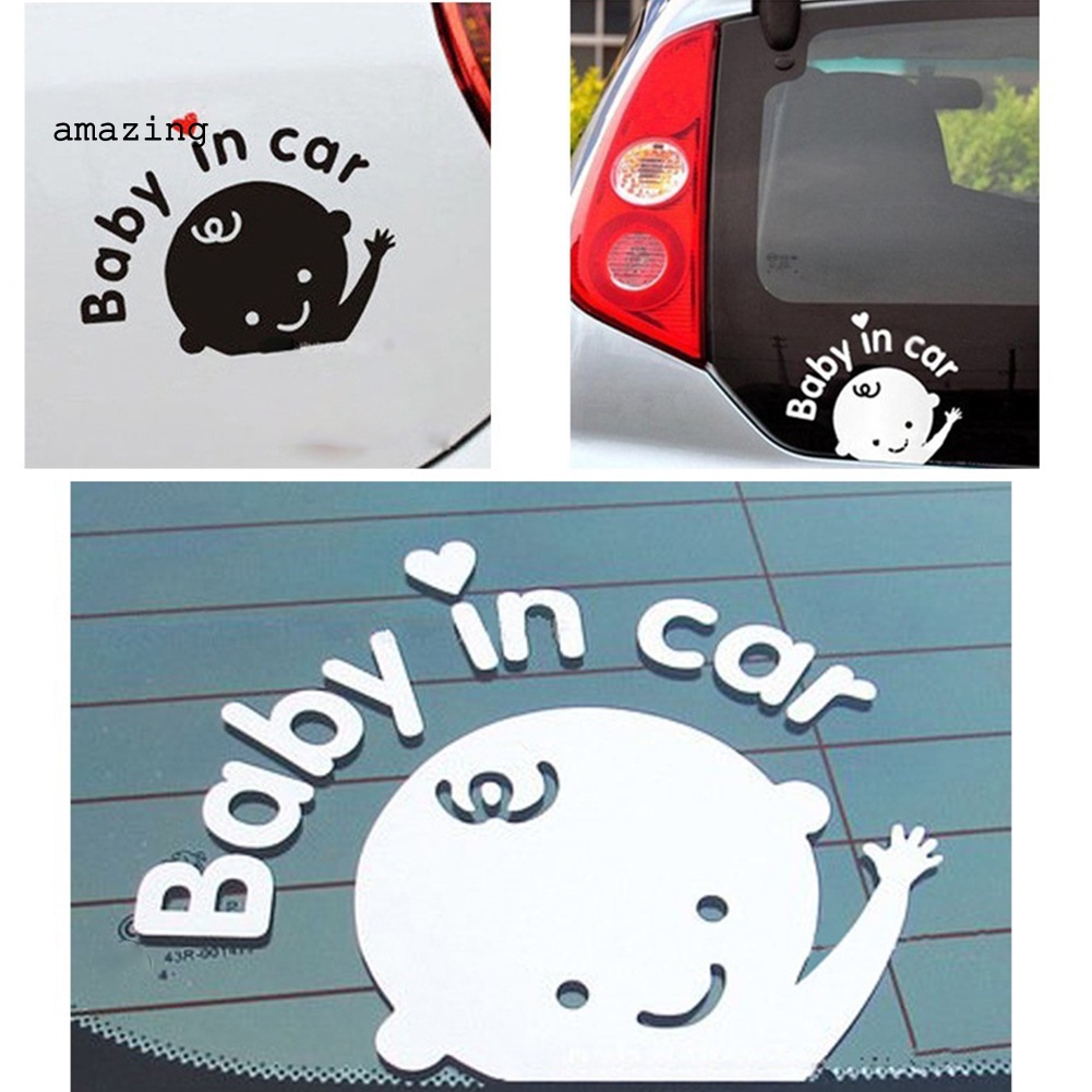Đề Can Tự Dính Họa Tiết Baby in Car Thời Trang Trang Trí Cửa Sổ Xe Hơi