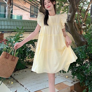 Cozok Đầm Dáng Rộng Màu Trơn Ngọt Ngào Và Nhẹ Nhàng Có Tay Bay Thời Trang