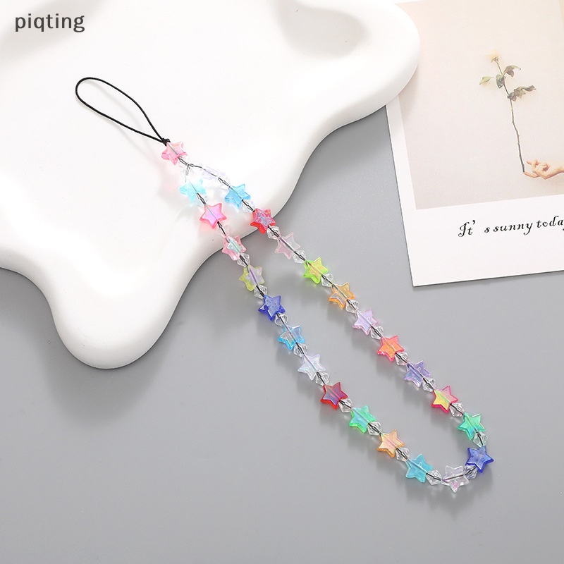 Piqt Dây Đeo Điện Thoại Chuỗi Hạt Ngôi Sao Năm Cánh Mạ Màu Chống Rơi Chống Thất Lạc EN