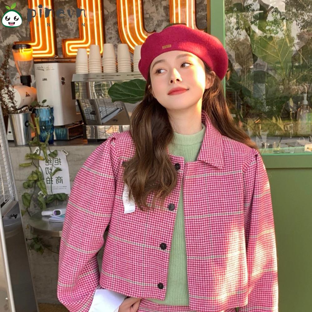 PINEVN Mũ Beanie Da Phong Cách Anh Quốc Cho Nữ