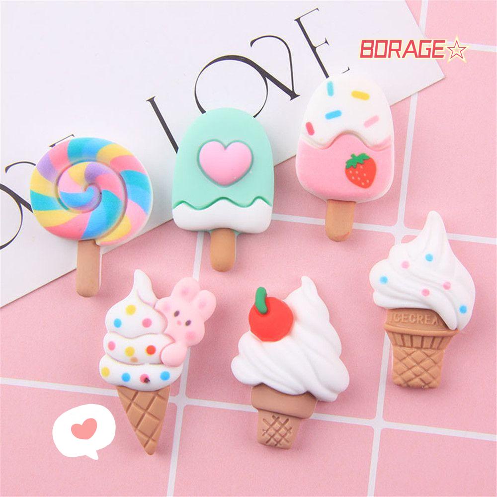 BORAG Bộ 10 Que Kem / Kẹo Mút / Mặt Phẳng Trang Trí Ốp Điện Thoại DIY