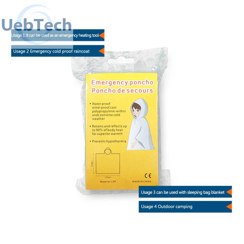 Áo Mưa Khẩn Cấp Có Mũ Trùm Bằng Màng Nhôm Tiện Dụng Cho Nam Và Nữ