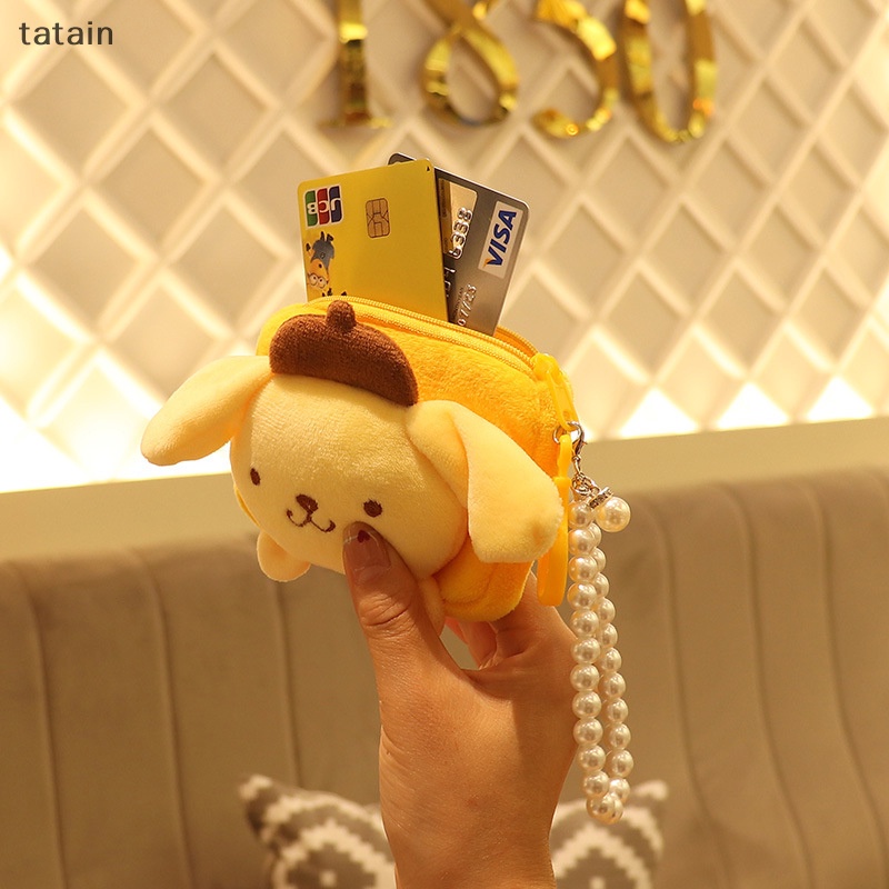 Túi Đựng Tai Nghe / Tiền Xu Bằng Lông Nhung Có Dây Ngọc Trai Dễ Thương