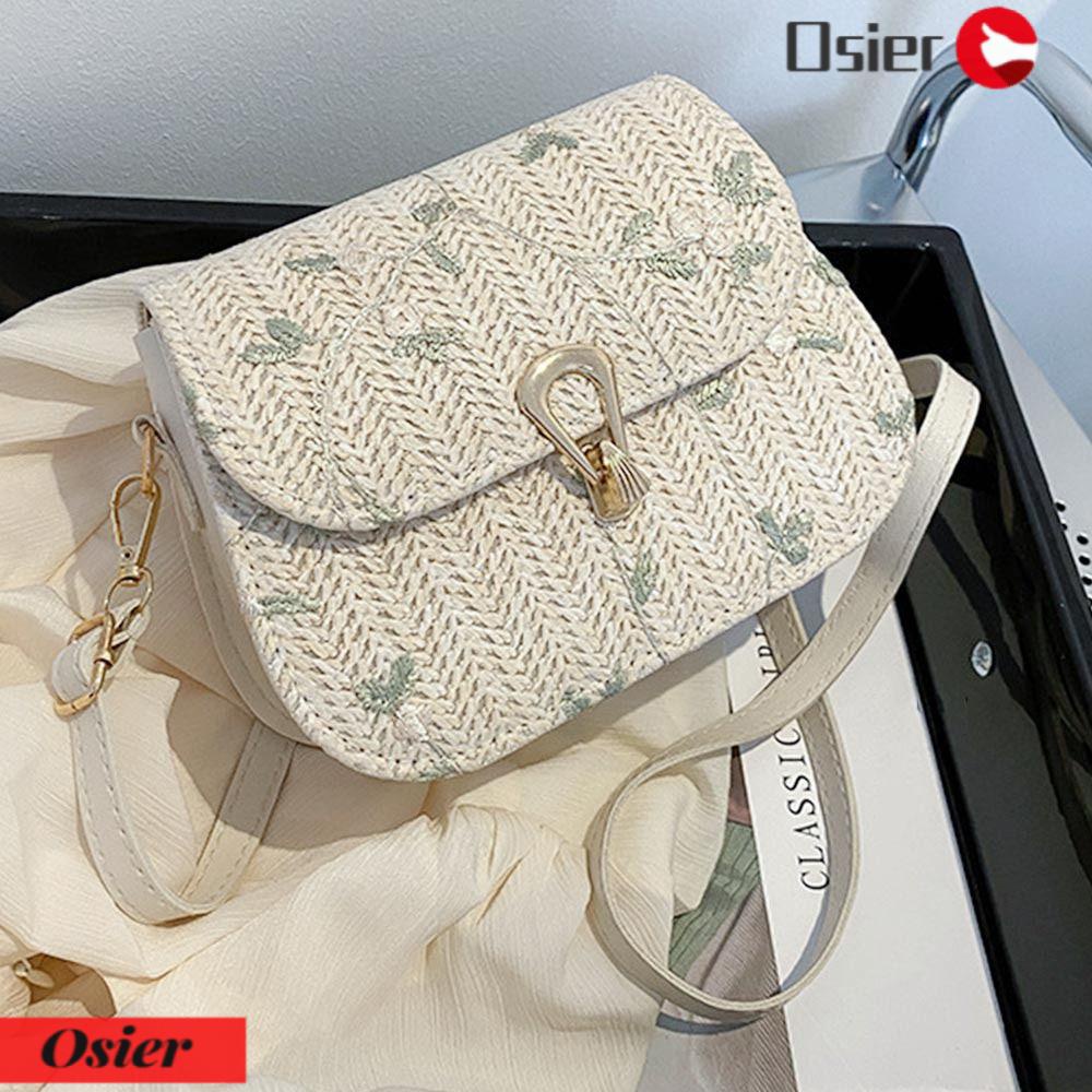 OSIER1 Túi Cói Đeo Chéo Kiểu Dáng Đáng Yêu Thời Trang Mùa Hè