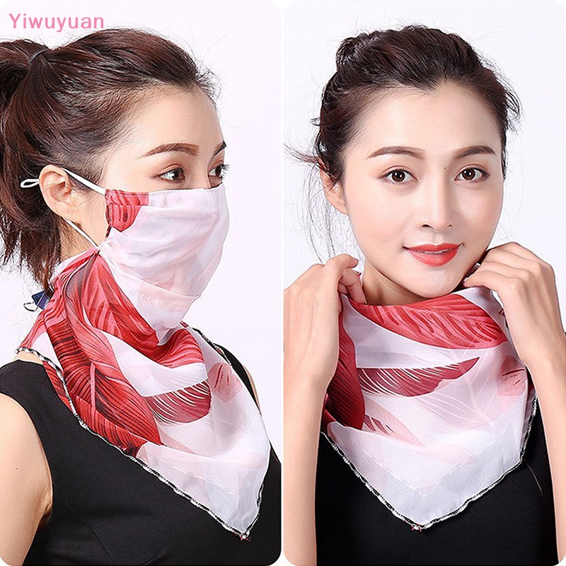 1 Khẩu Trang Yiwuyuan > Khăn Choàng Lụa Chống Nắng Chống Bụi Có Móc Tai Dùng Khi Chạy Xe Đạp Ngoài Trời Cho Nữ