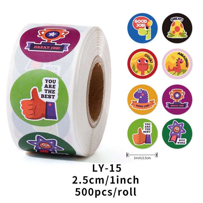 Cuộn 500 Miếng Dán Họa Tiết Hoạt Hình Dùng Làm Phần Thưởng Cho Học Sinh