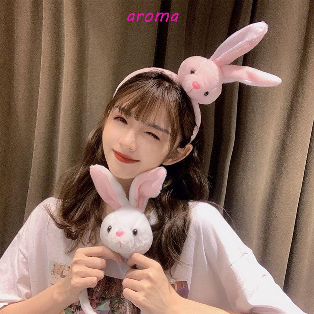 AROMA Băng Đô Cài Tóc Bằng Vải Bông Hình Thỏ Thời Trang Dành Cho Nữ