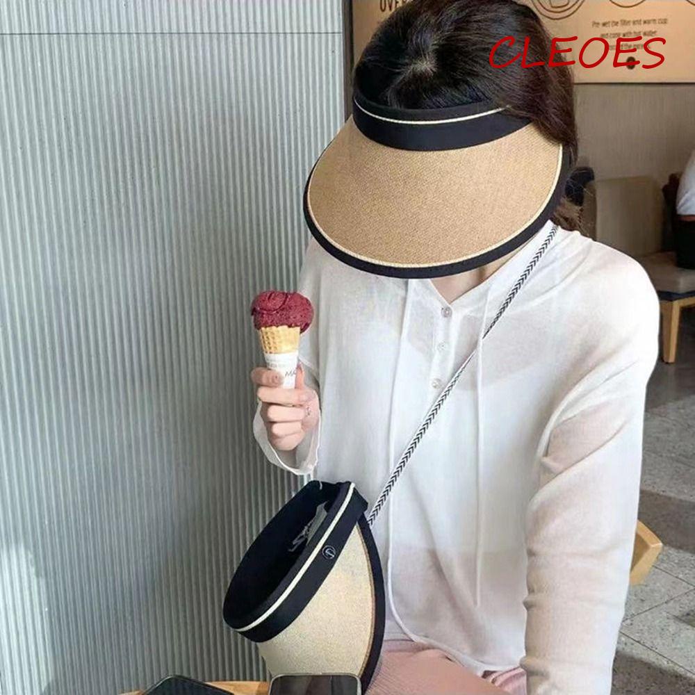 CLEOES Nón Cối Rộng Vành Che Nắng In Chữ Kèm Dây Đeo Thời Trang Mùa Hè Cho Nữ