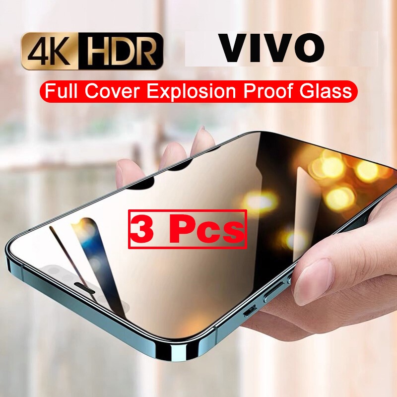 Set 3 Kính Cường Lực 12D Cho vivo Y11 / 12 / 15 / 17 / 19 / 20 / 12S / 12A / 20S / 20I / 7 Plus V9 / 91 / 1S / 15S / 15A / 01 / 1S / 15 / 27 / 3