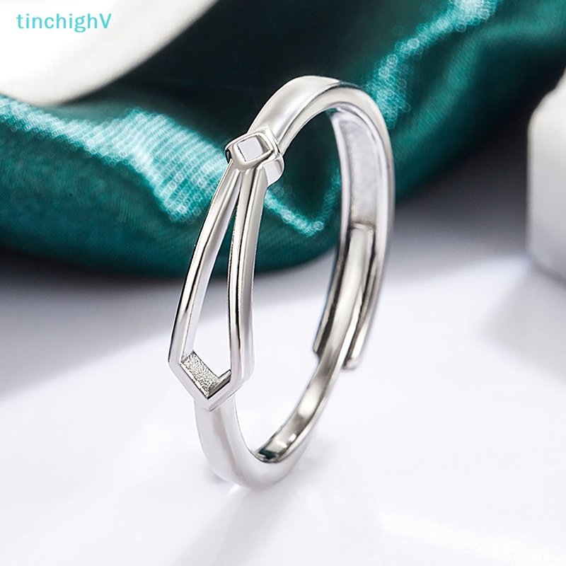 Nhẫn Đôi Đính Đá Zircon Hình Nơ Sáng Tạo Có Thể Điều Chỉnh Kích Thước Thời Trang Dành Cho Nam Nữ