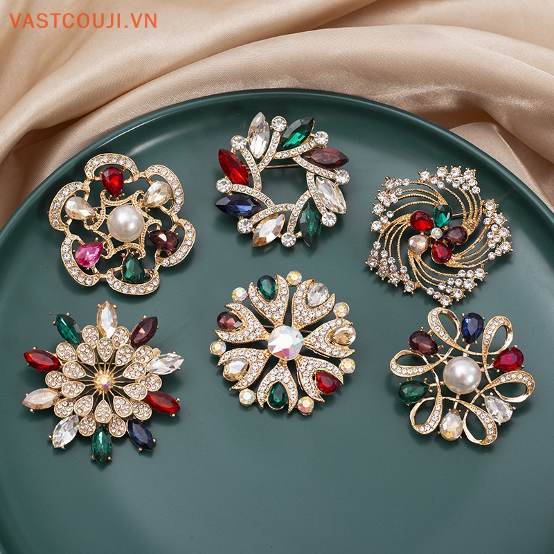 Ghim Cài Áo Hình Hoa Đính Đá Vitage Phong Cách Hàn Quốc Cho Nữ