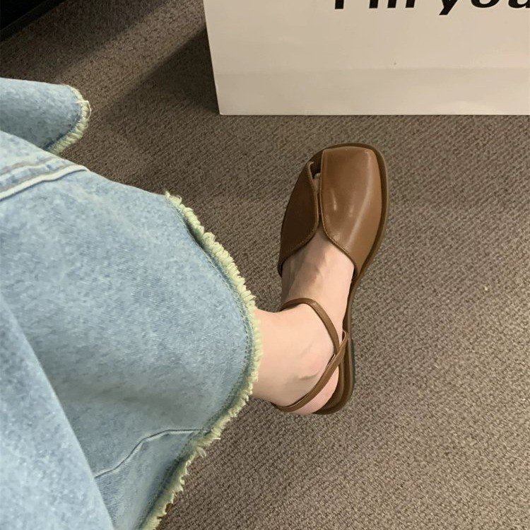 Giày Sandal Đế Bằng Phối Khóa Thời Trang Cho Nữ