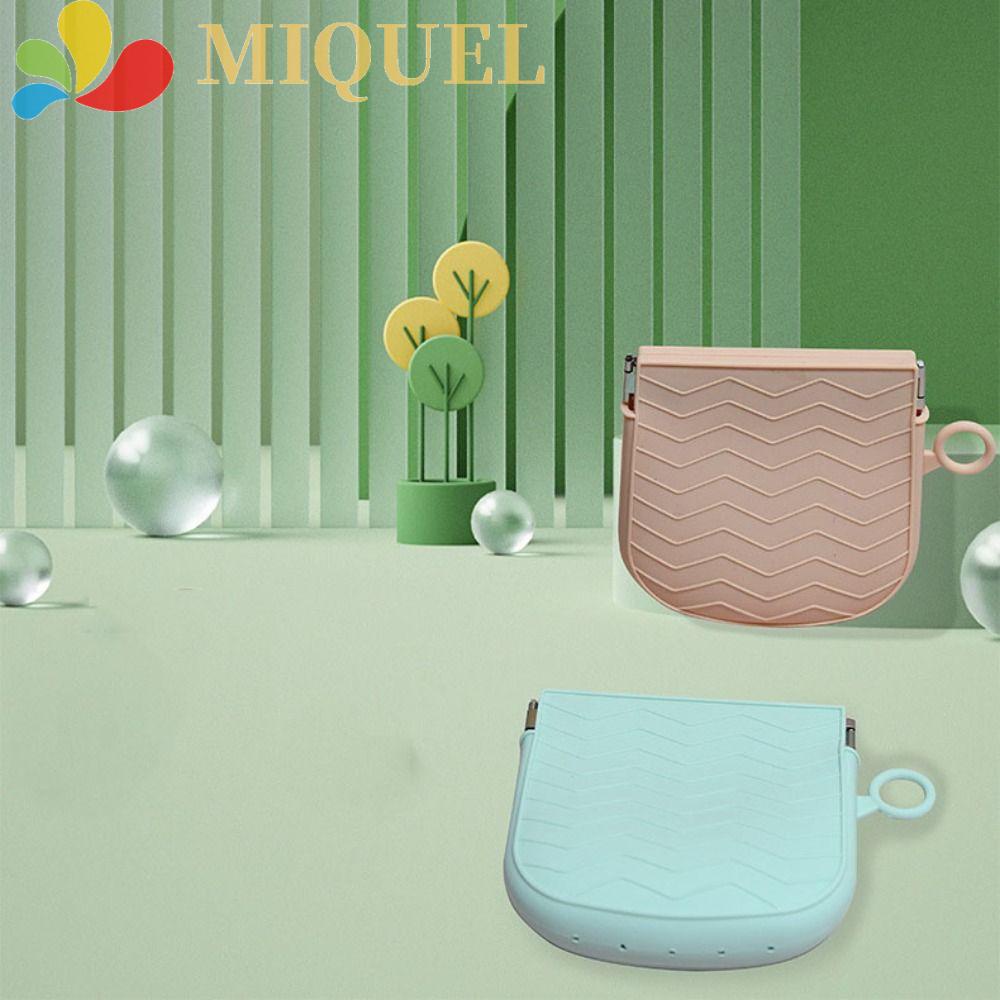 MIQUEL Túi Đựng Mỹ Phẩm Bằng Silicone Hình Chiếc Lá Màu Trơn Tự Đóng Đa Năng