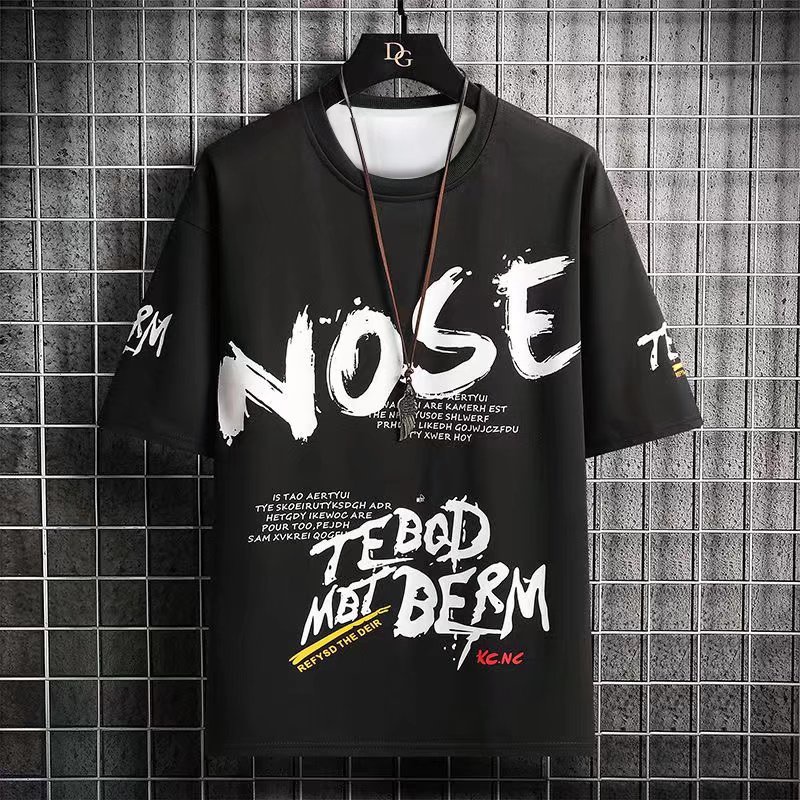 Áo Thun Tay Ngắn Cổ Tròn Dáng Rộng In Họa Tiết Graffiti Phong Cách Hip Hop Thời Trang Mùa Hè Cho Nam