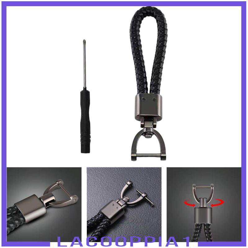 Móc Khóa Da PU Hình Chữ D Màu Đen Dành Cho Nam Nữ