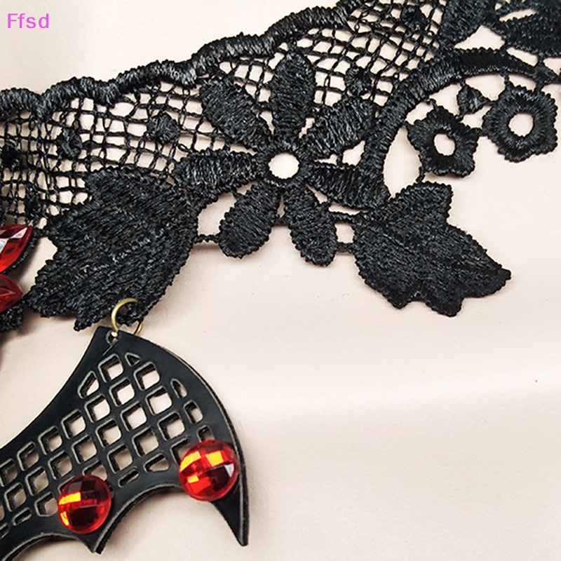 {Ffsd} Vòng Cổ Choker Ren Mặt Hình Dơi Đính Pha Lê Phong Cách Steampunk Gothic * Hàng Bán Chạy