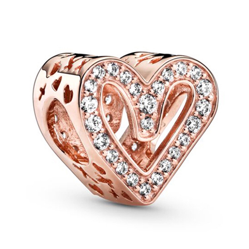 Hạt Charm Màu Vàng Hồng Đính Đá Thời Trang Dành Cho Nữ