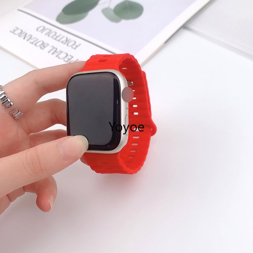 Dây Đeo Đồng Hồ Bằng Silicon Hai Màu Kích Thước 44mm 40mm 49mm 45mm 41mm 42mm 45mm Cho iWatch Series Ultra 8 SE 7 6 5 4 3