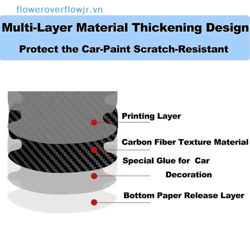 Bộ 4 / 8 Miếng Dán Bảo Vệ Tay Cầm Cửa Xe Hơi Chống Trầy Bằng Sợi Carbon