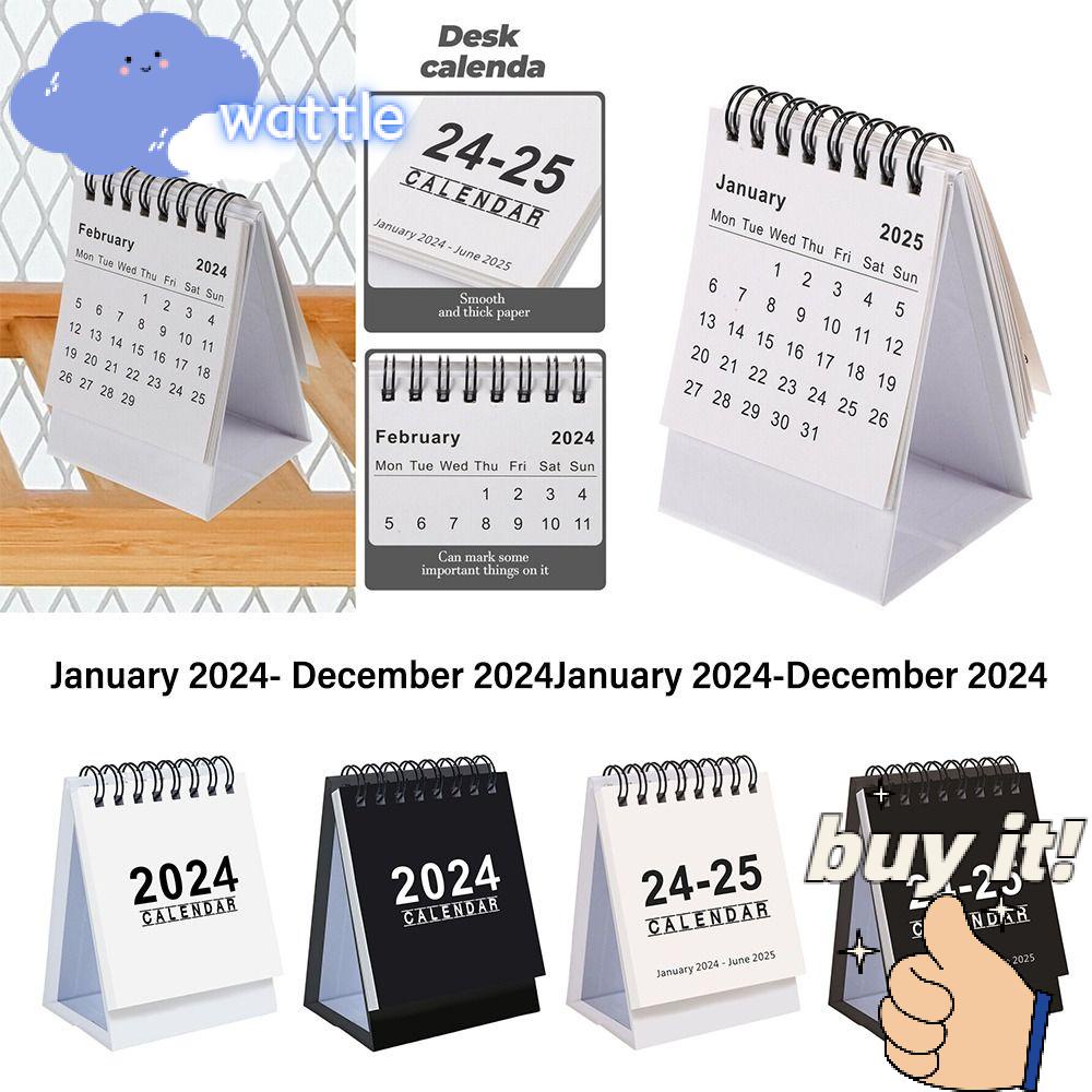 WATTLE Lịch Để Bàn 18 Tháng Thiết Kế Đơn Giản Di Động Tiện Dụng Cho Gia Đình