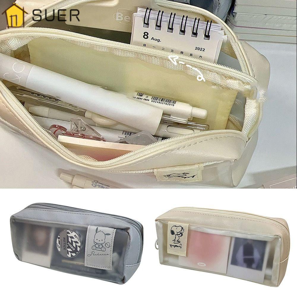 SUENIN Túi Đựng Bút Hình Chú Chó Pacha Phối Khóa Kéo Đôi Sáng Tạo