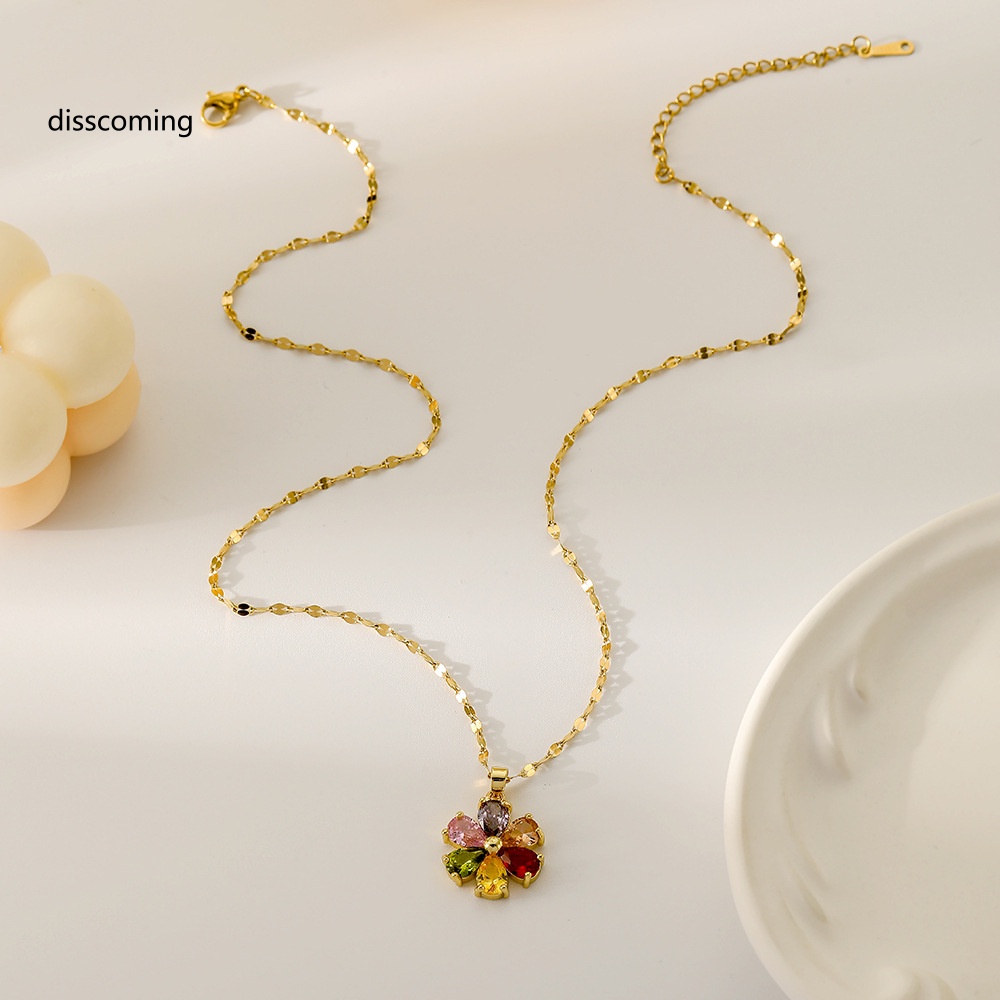 Đầm Nữ Kiểu Dáng Thời Trang Thanh Lịch| Mặt Vòng cổ Bằng Đồng Hình Bông Hoa Đính Đá zircon Nhiều Màu Sắc