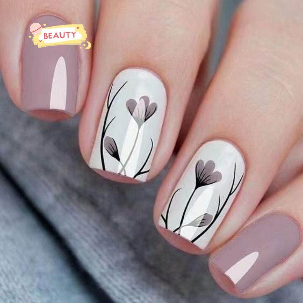 BEAUTY Bộ Móng Tay Giả Đầu Vuông Dạng Nhấn Phong Cách Pháp Thời Trang Cho Nữ