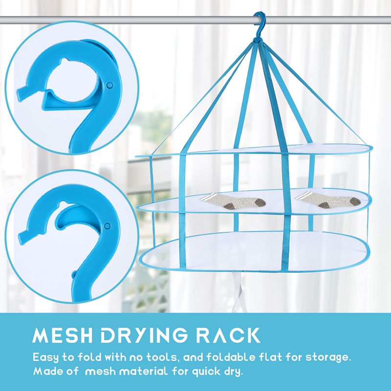 Móc Lưới Phơi Đồ 3 Tầng Có Thể Gấp Gọn Tiện Dụng