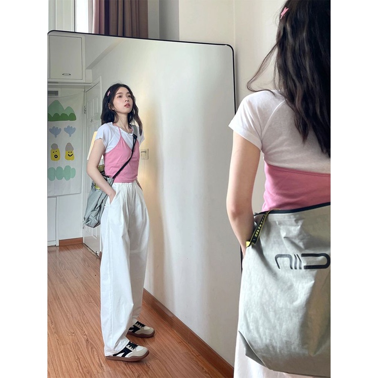 COZOK Bộ Áo Thun Ngắn Tay + Áo Hai Dây Thời Trang Hàn Quốc Gợi Cảm