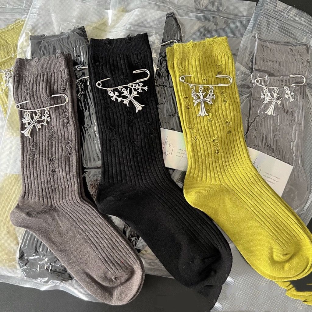 Set 4 Đôi Vớ Cổ Cao Phối Rách Có Thể Tháo Rời Phong Cách Mori Thời Trang Cho Nam Và Nữ