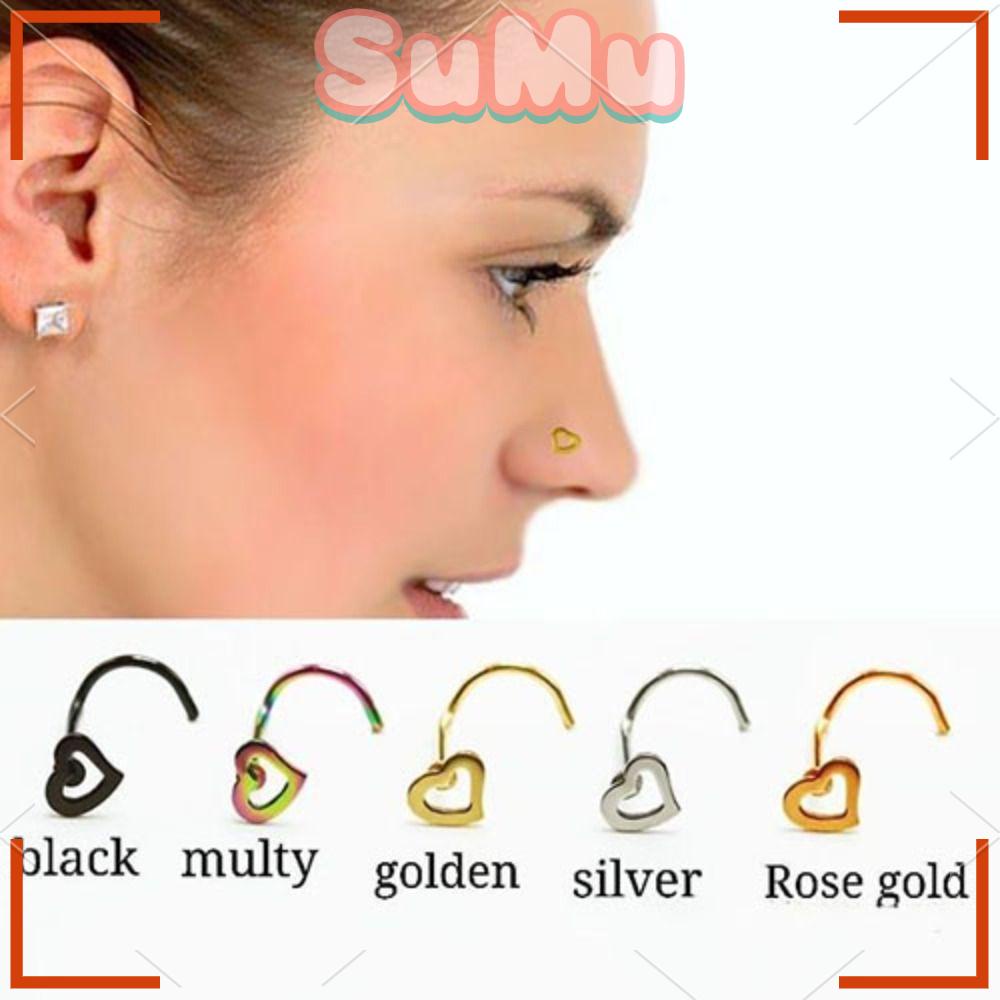 SUMU Khuyên Mũi Bằng Thép Phẫu Thuật Hình Trái Tim Rỗng Hàng Mới Dành Cho Nam Và Nữ