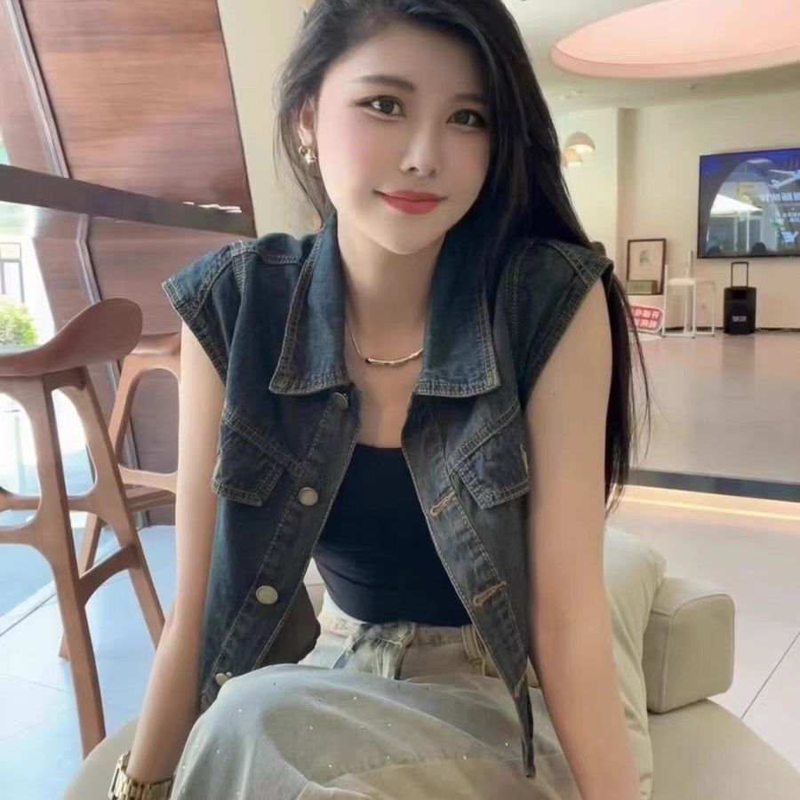 Áo Denim Không Tay Dáng Rộng Thời Trang Mùa Hè Dành Cho Nữ