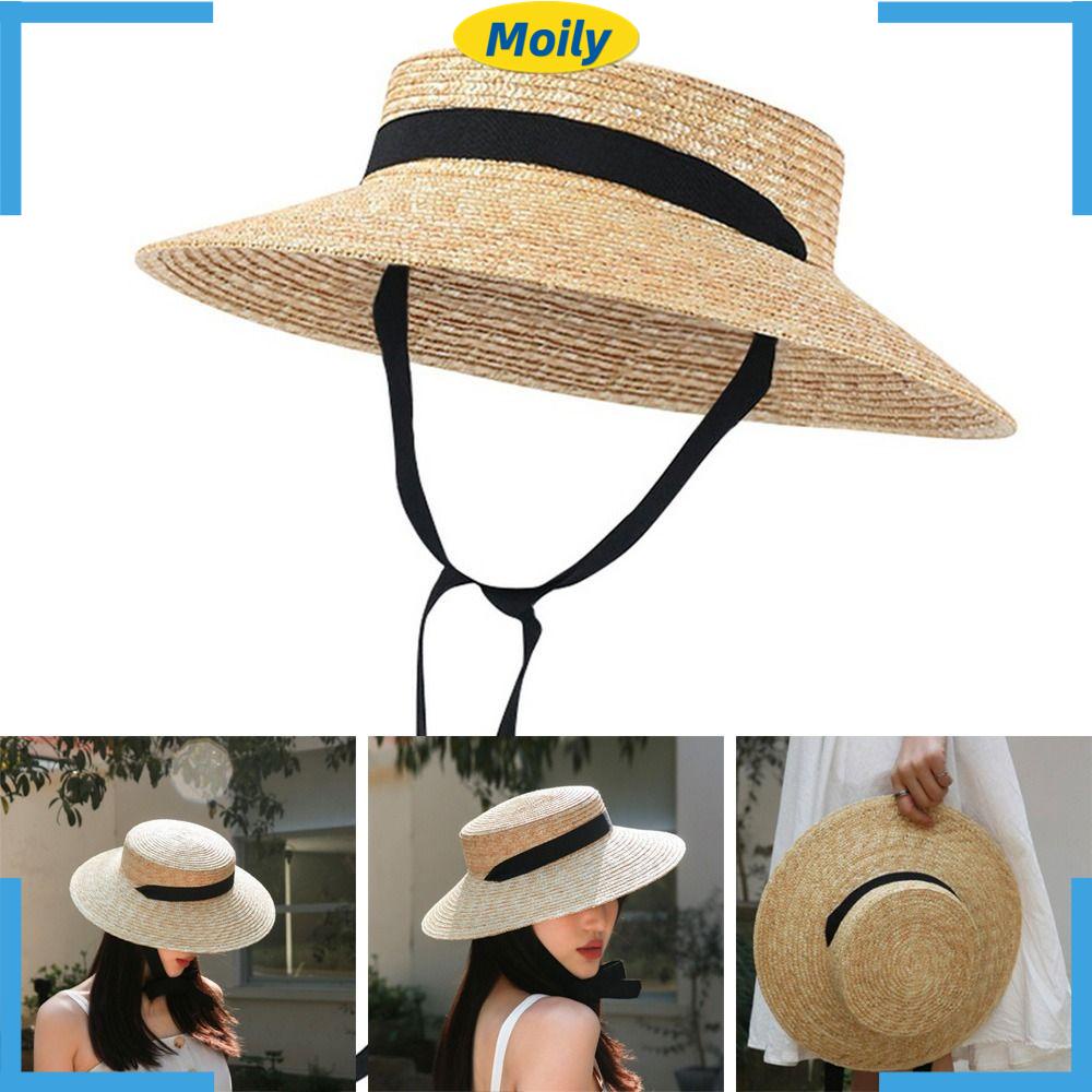 MOILYVN Mũ Cói Rộng Vành Chống Nắng Thiết Kế Thoáng Khí Thời Trang