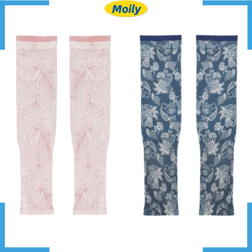 MOILYVN Set 2 Đôi Găng Tay Chống Nắng Bằng Lụa Lạnh Màu Hồng Cho Hoạt Động Ngoài Trời